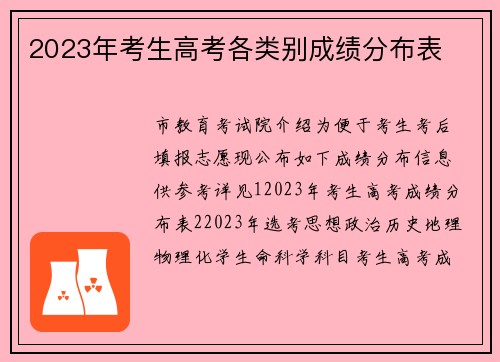 2023年考生高考各类别成绩分布表